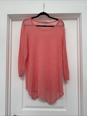 NIC+ZOE Coral Pink Lightweight asymmetrical Scoop-Neck Tunic